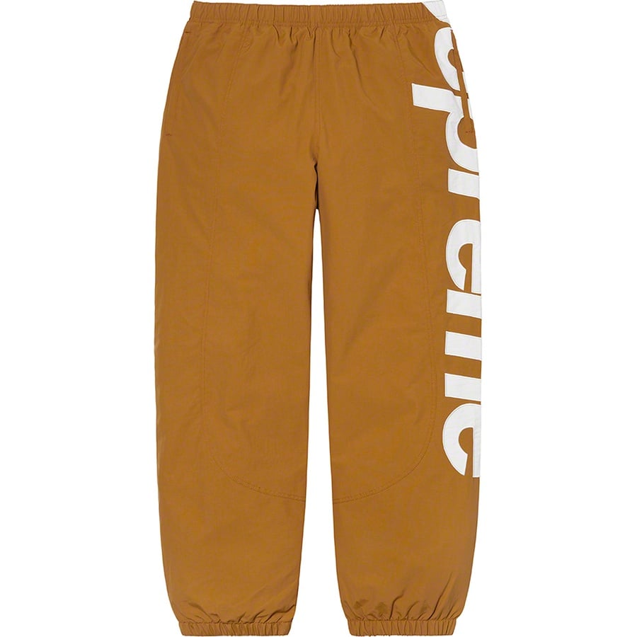 Details on Spellout Track Pant Dark Gold from spring summer
                                                    2021 (Price is $138)