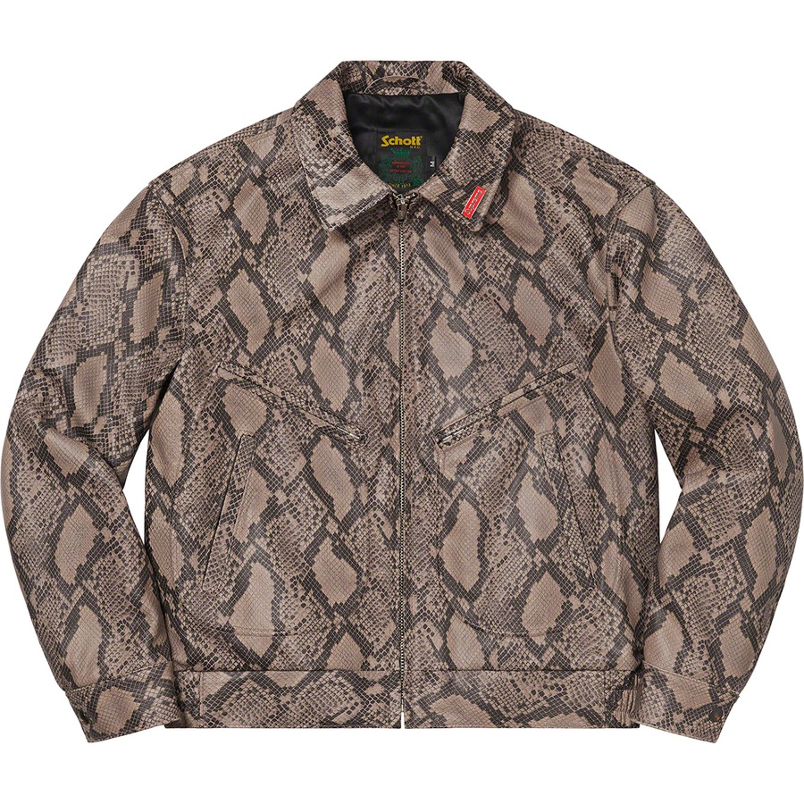 Details on Supreme Schott Leather Work Jacket Snakeskin from spring summer
                                                    2021 (Price is $698)