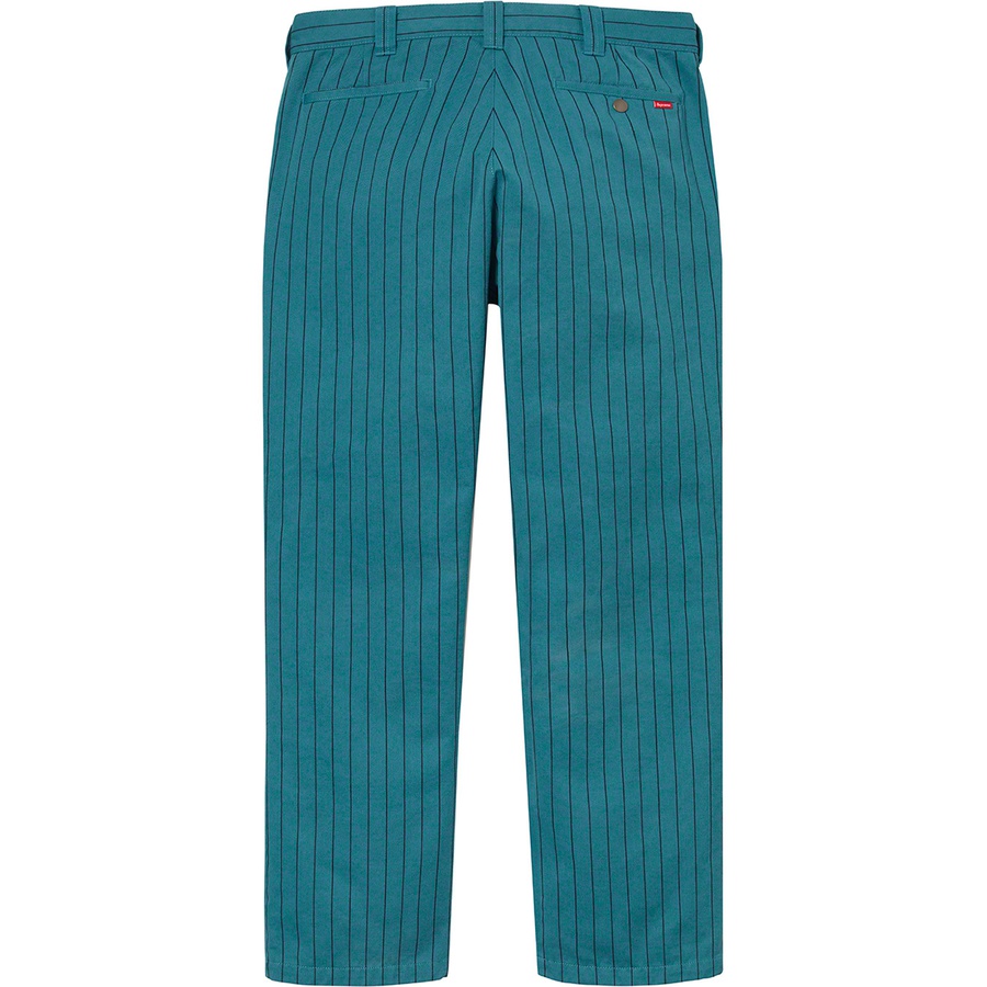 Details on Work Pant Teal Stripe from spring summer
                                                    2021 (Price is $118)