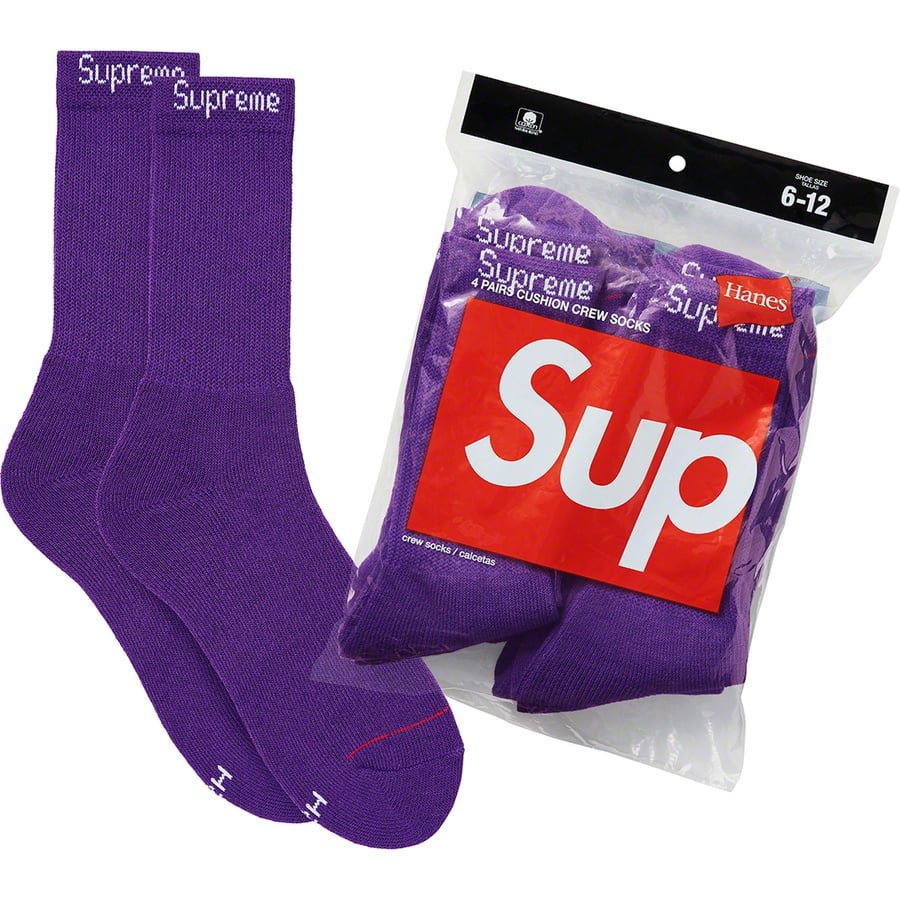 Details on Supreme Hanes Crew Socks (4 Pack) Purple from spring summer 2021 (Price is $20)