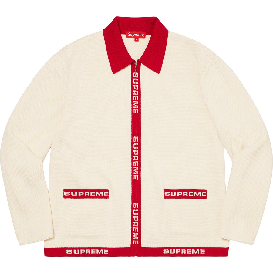 Details on Logo Trim Zip Up Cardigan White from spring summer
                                                    2021 (Price is $168)