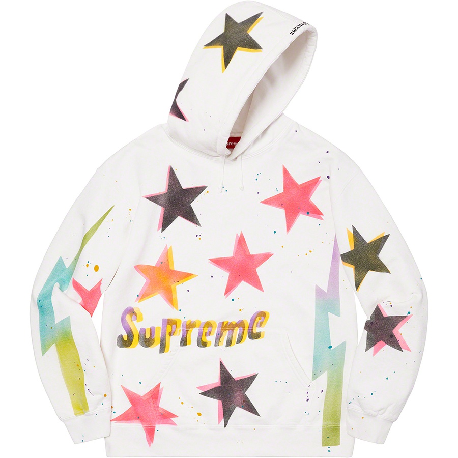 Details on Gonz Stars Hooded Sweatshirt White from spring summer 2021 (Price is $198)