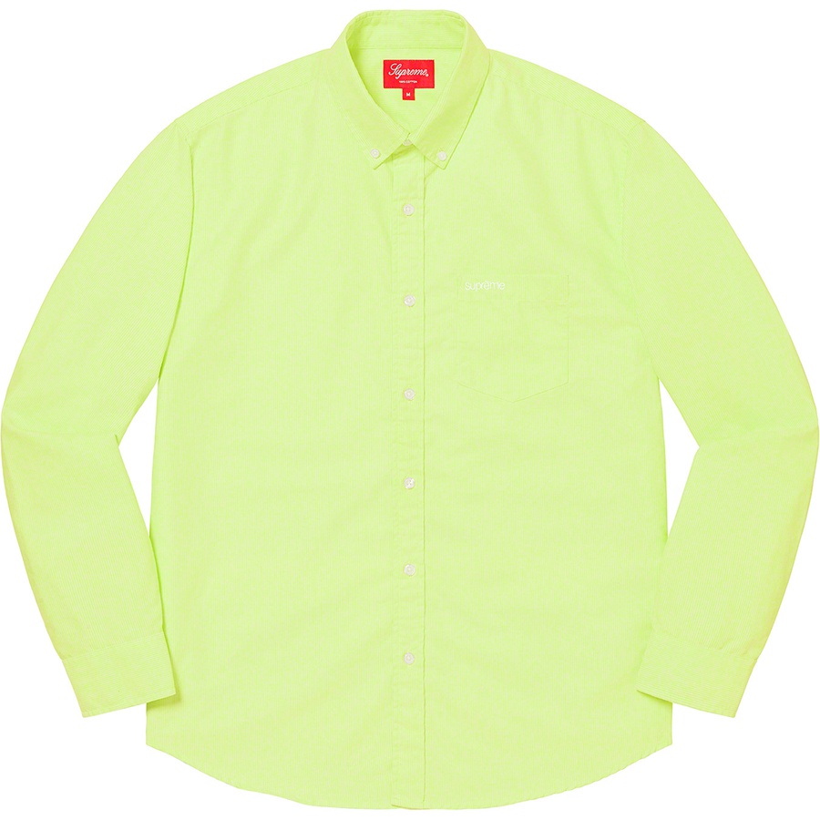 Details on Stripe Oxford Shirt Fluorescent Yellow from spring summer
                                                    2021 (Price is $128)
