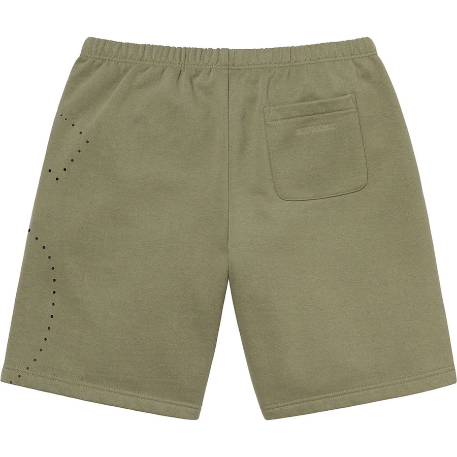 Details on Laser Cut S Logo Sweatshort Light Olive from spring summer
                                                    2021 (Price is $118)