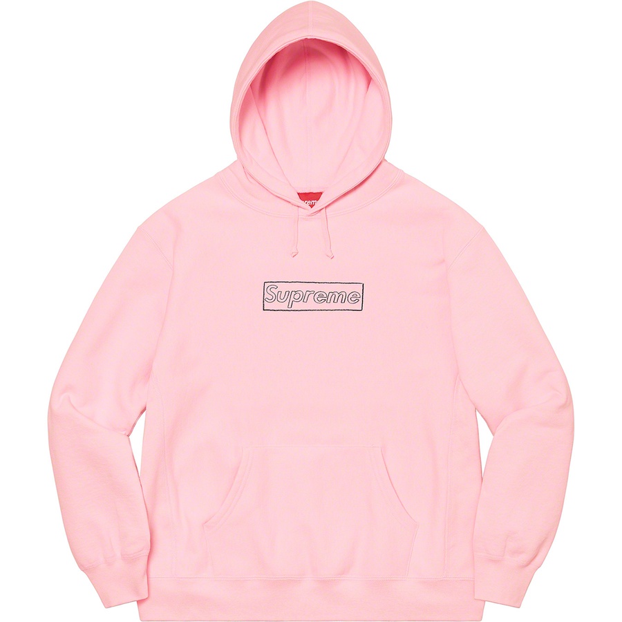 supreme kaws chalk logo hooded sweatshirt heather grey