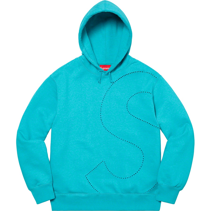 Details on Laser Cut S Logo Hooded Sweatshirt Cyan from spring summer
                                                    2021 (Price is $158)
