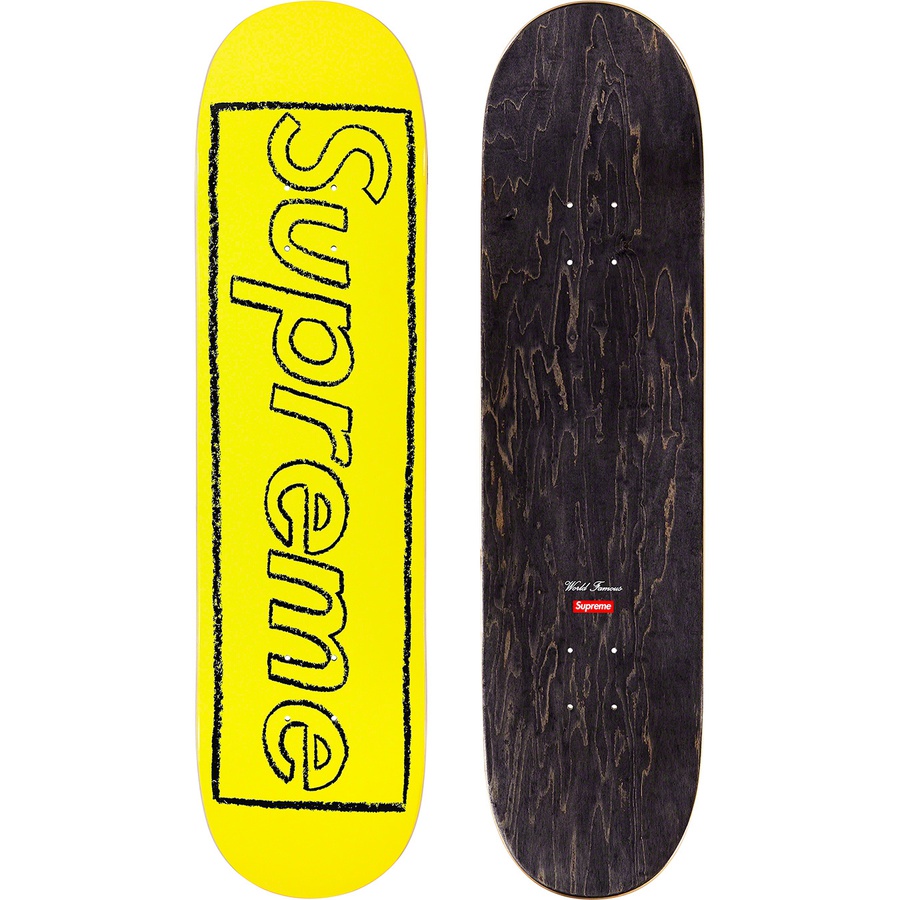 Details on KAWS Chalk Logo Skateboard Bright Yellow - 8.125" x 32.125" from spring summer
                                                    2021 (Price is $52)