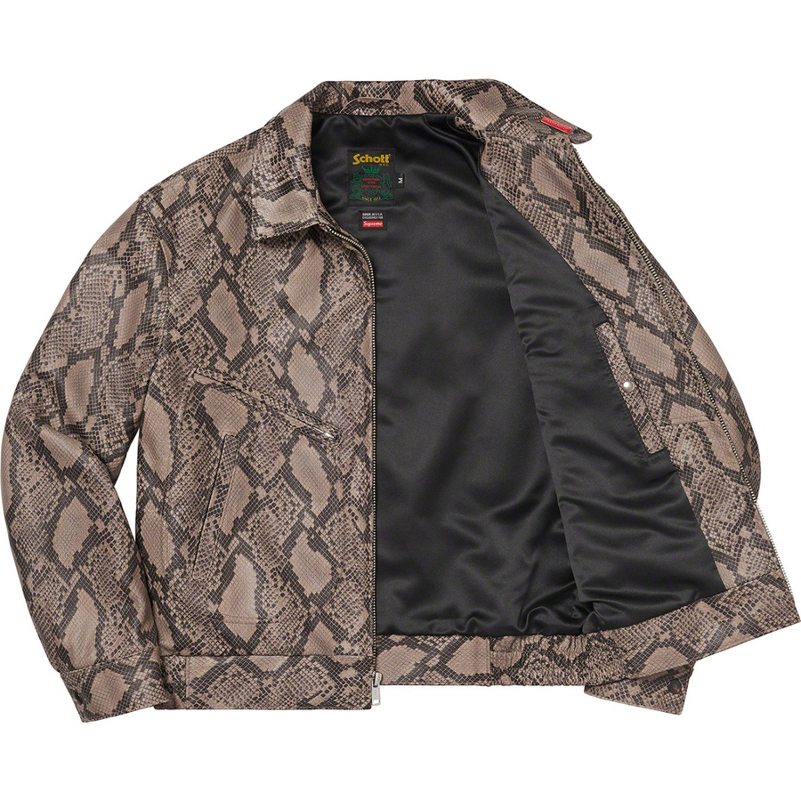 Details on Supreme Schott Leather Work Jacket Snakeskin from spring summer
                                                    2021 (Price is $698)