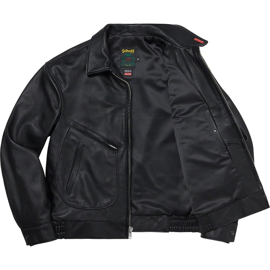 Details on Supreme Schott Leather Work Jacket Black from spring summer
                                                    2021 (Price is $698)