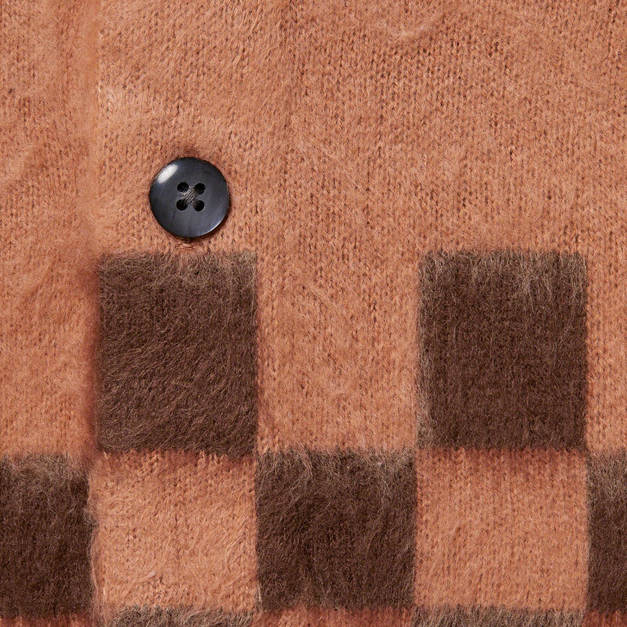 Supreme Brushed Checkerboard Cardigan (SS21) - Camel - $168