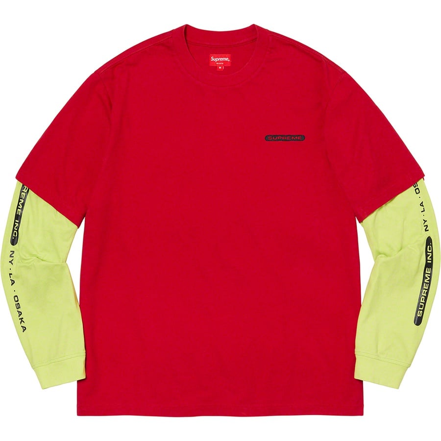 Details on Supreme Inc. Paneled L S Top Red from spring summer
                                                    2021 (Price is $88)