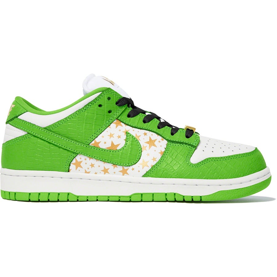 Details on Supreme Nike SB Dunk Low Green from spring summer
                                                    2021 (Price is $110)