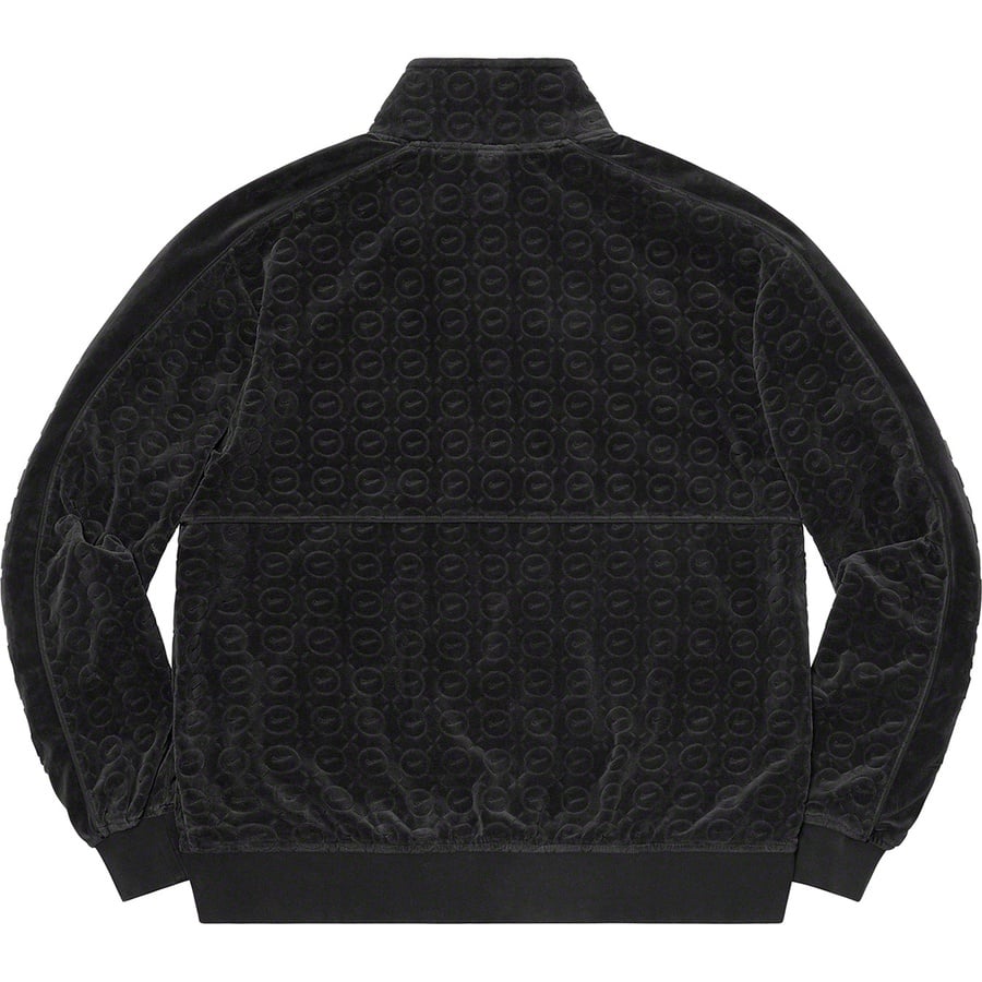 Details on Supreme Nike Velour Track Jacket Black from spring summer
                                                    2021 (Price is $158)