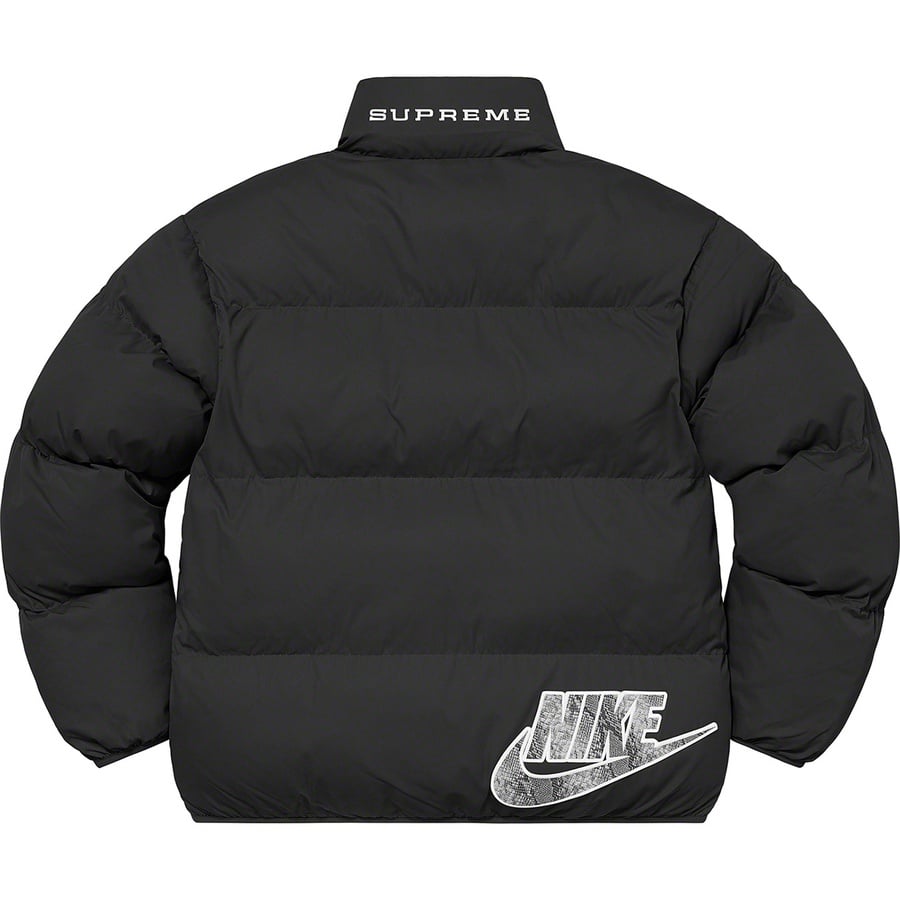 Details on Supreme Nike Reversible Puffy Jacket Black from spring summer
                                                    2021 (Price is $258)