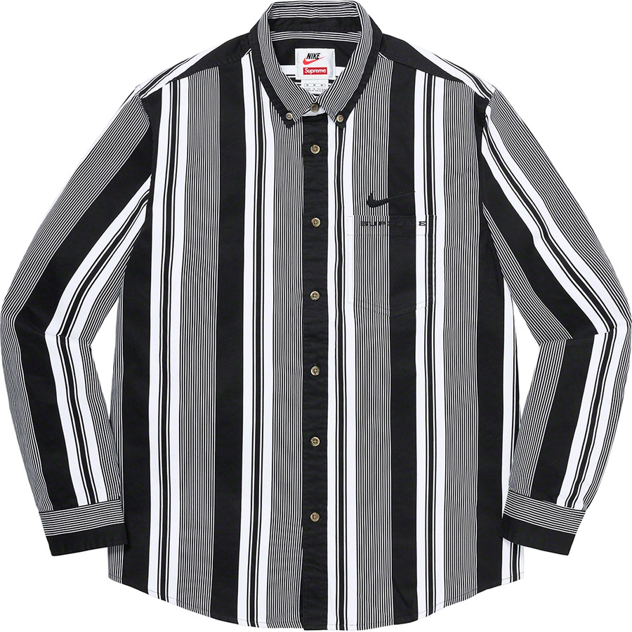 Details on Supreme Nike Cotton Twill Shirt Black Stripe from spring summer
                                                    2021 (Price is $128)