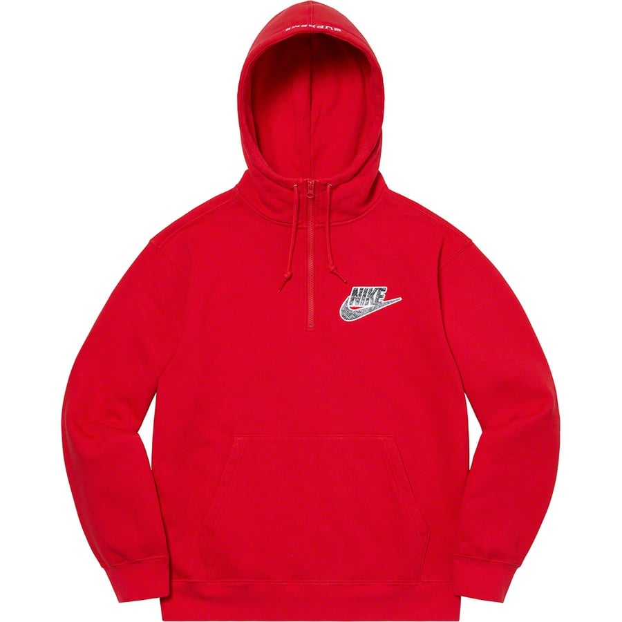Details on Supreme Nike Half Zip Hooded Sweatshirt Red from spring summer
                                                    2021 (Price is $148)