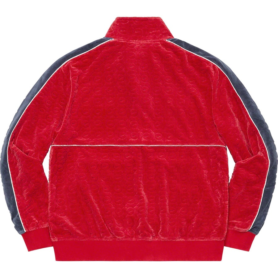 Details on Supreme Nike Velour Track Jacket Red from spring summer
                                                    2021 (Price is $158)