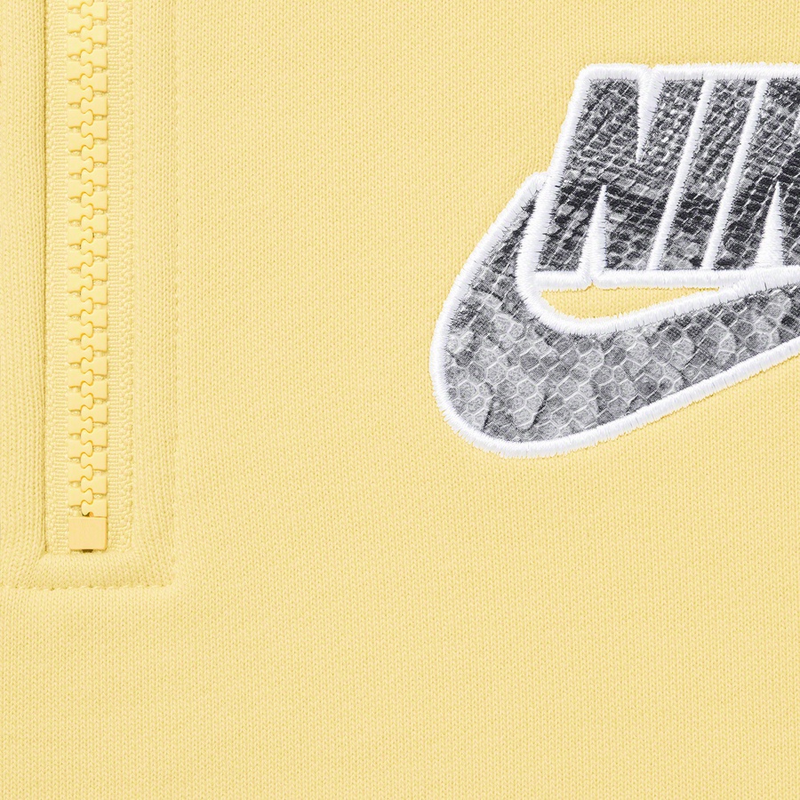 Details on Supreme Nike Half Zip Hooded Sweatshirt Pale Yellow from spring summer
                                                    2021 (Price is $148)