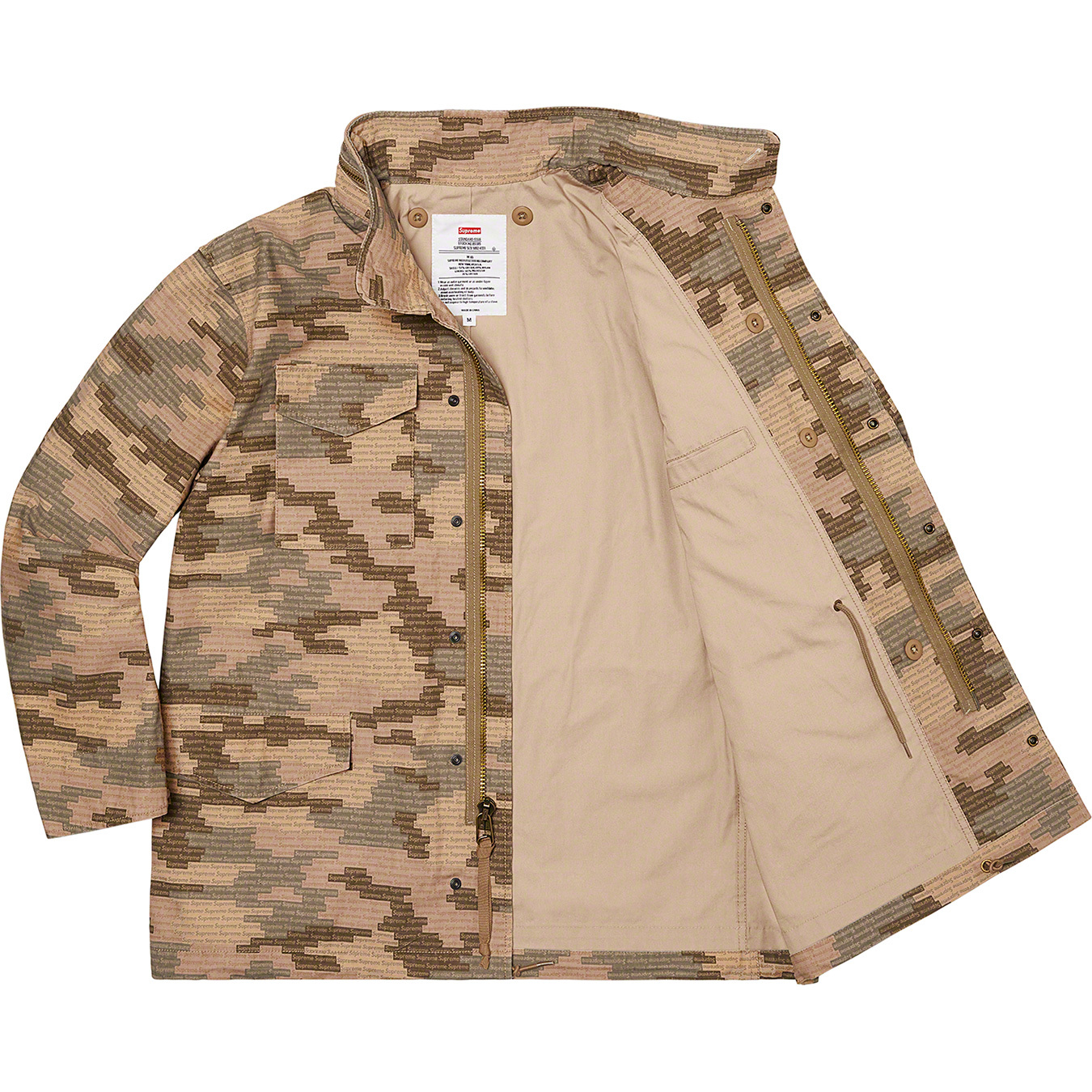 Metallic Camo Print Studded Utility Jacket - Tan/Gold