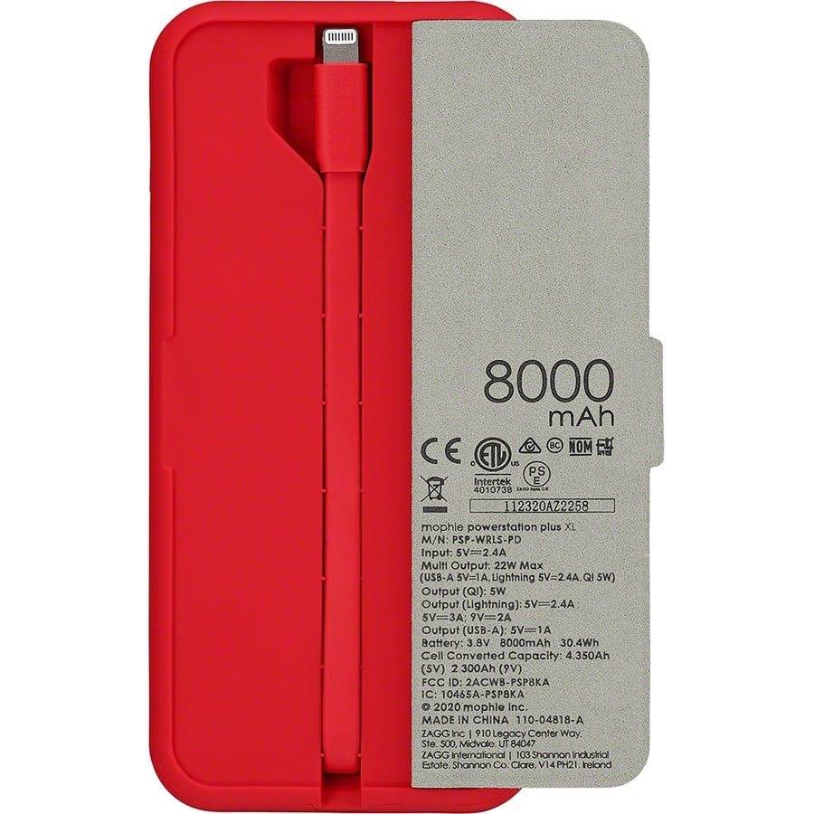 Details on Supreme mophie powerstation Plus XL Red from spring summer
                                                    2021 (Price is $138)