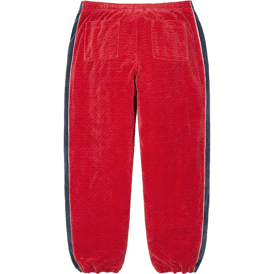 Details on Supreme Nike Velour Track Pant Red from spring summer
                                                    2021 (Price is $138)
