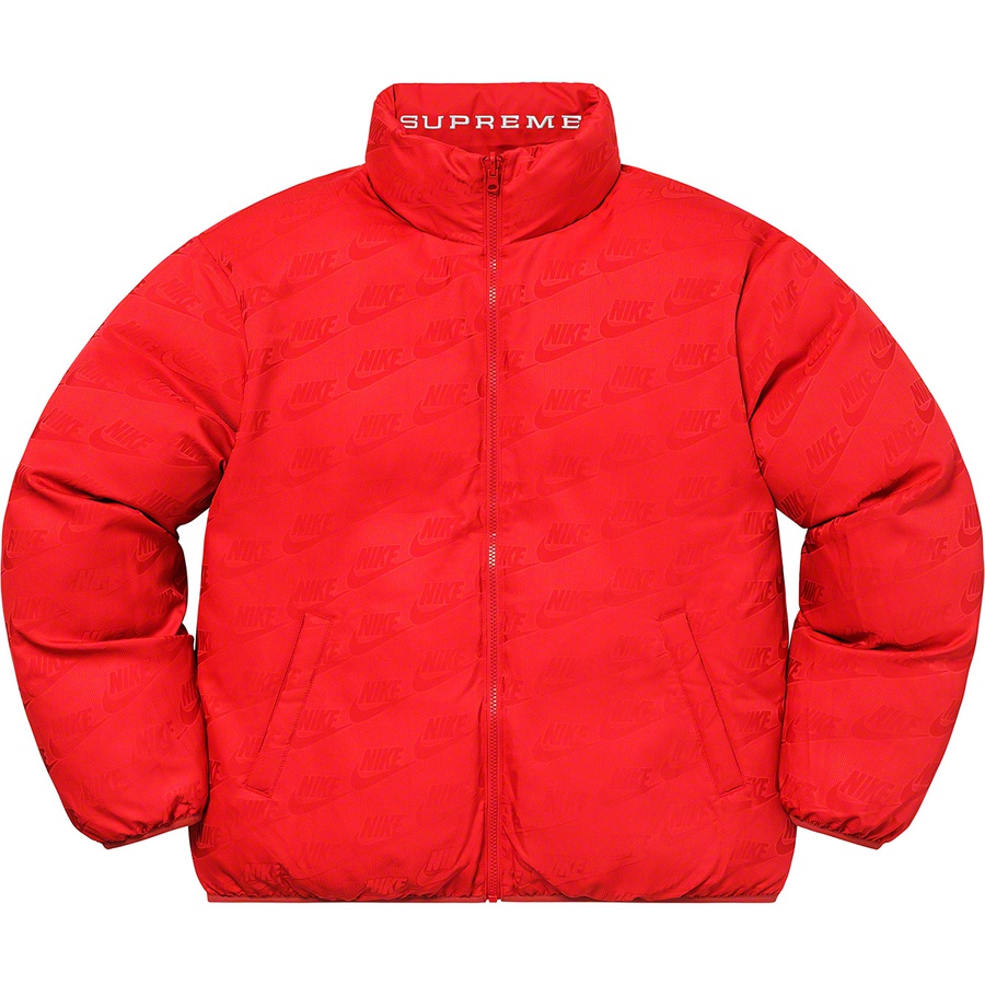 Details on Supreme Nike Reversible Puffy Jacket Red from spring summer
                                                    2021 (Price is $258)