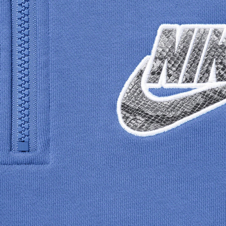 Details on Supreme Nike Half Zip Hooded Sweatshirt Blue from spring summer
                                                    2021 (Price is $148)