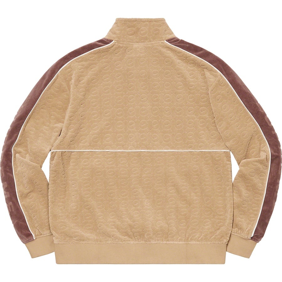 Details on Supreme Nike Velour Track Jacket Tan from spring summer
                                                    2021 (Price is $158)