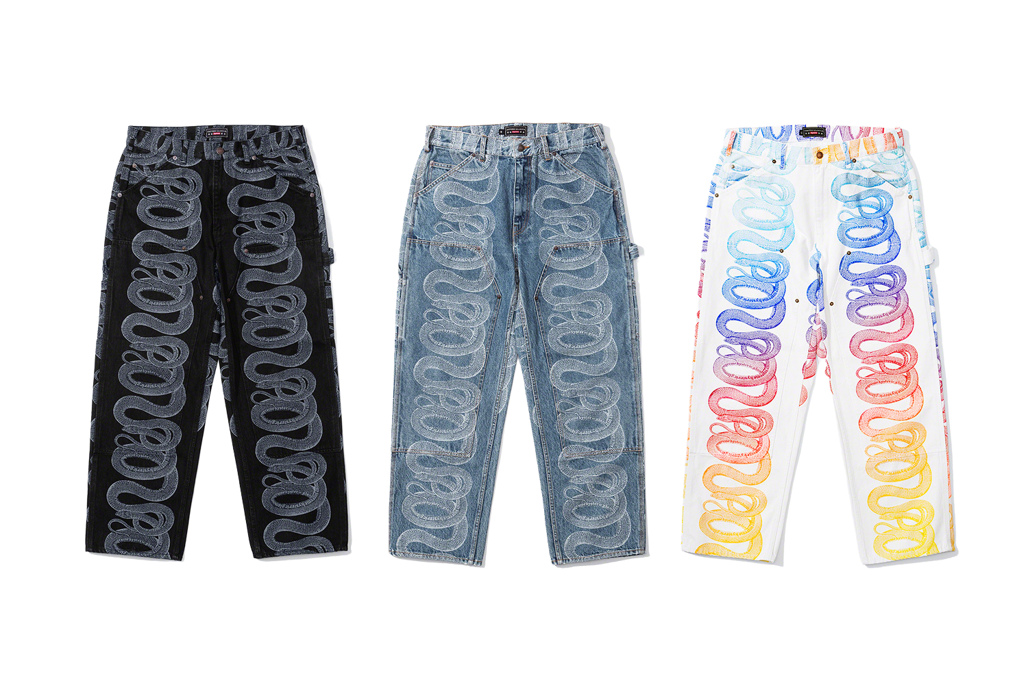 HYSTERIC GLAMOUR Snake Double Knee Denim Painter Pant - spring