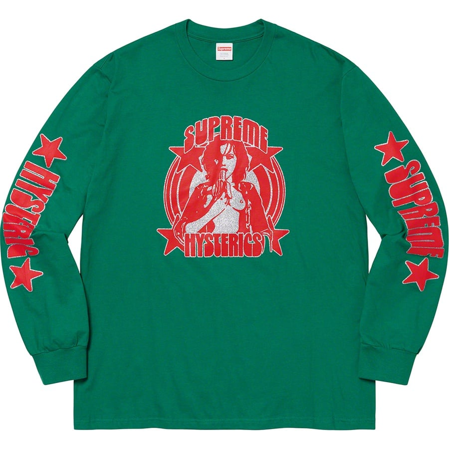 Details on Supreme HYSTERIC GLAMOUR L S Tee Green from spring summer
                                                    2021 (Price is $58)