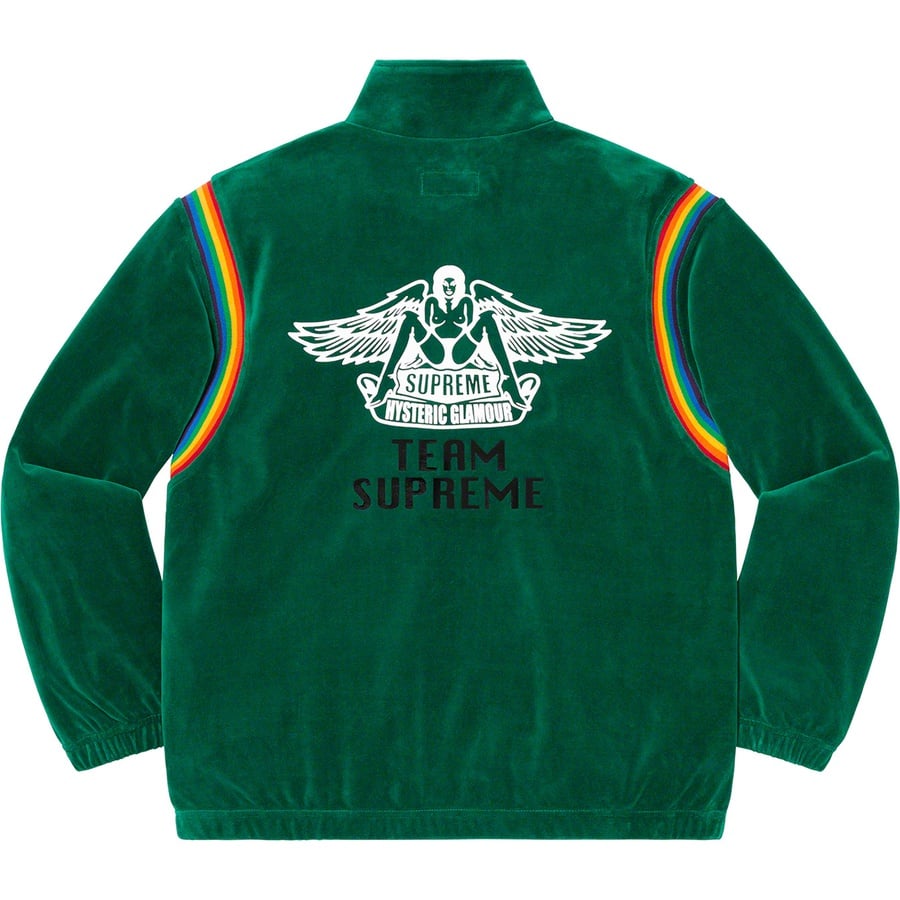 Details on Supreme HYSTERIC GLAMOUR Velour Track Jacket Green from spring summer
                                                    2021 (Price is $158)