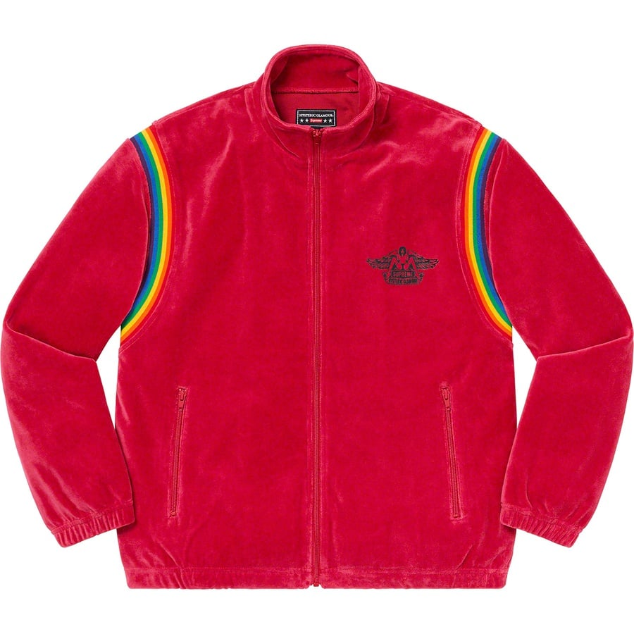 Details on Supreme HYSTERIC GLAMOUR Velour Track Jacket Dusty Red from spring summer
                                                    2021 (Price is $158)