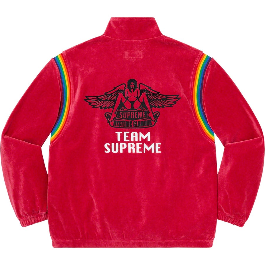 Details on Supreme HYSTERIC GLAMOUR Velour Track Jacket Dusty Red from spring summer
                                                    2021 (Price is $158)