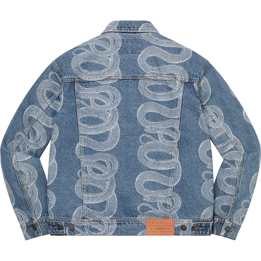 Details on Supreme HYSTERIC GLAMOUR Snake Denim Trucker Jacket Blue from spring summer
                                                    2021 (Price is $248)