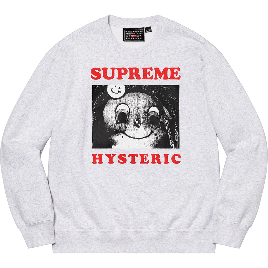 Details on Supreme HYSTERIC GLAMOUR Crewneck Ash Grey from spring summer
                                                    2021 (Price is $158)