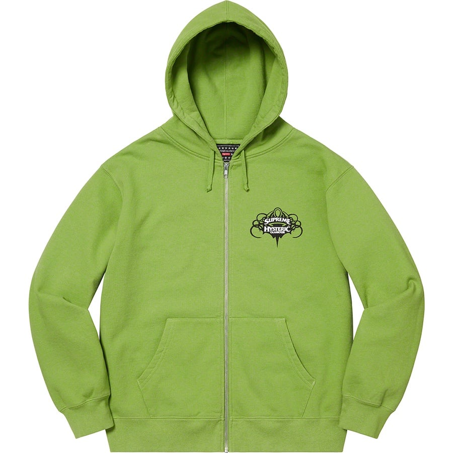 Details on Supreme HYSTERIC GLAMOUR Zip Up Hooded Sweatshirt Lime from spring summer
                                                    2021 (Price is $178)