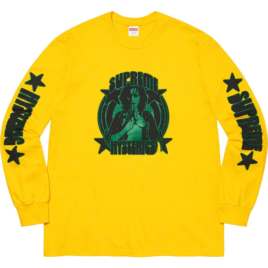 Details on Supreme HYSTERIC GLAMOUR L S Tee Yellow from spring summer
                                                    2021 (Price is $58)