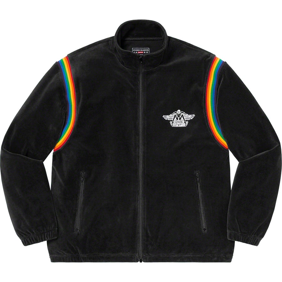 Details on Supreme HYSTERIC GLAMOUR Velour Track Jacket Black from spring summer
                                                    2021 (Price is $158)