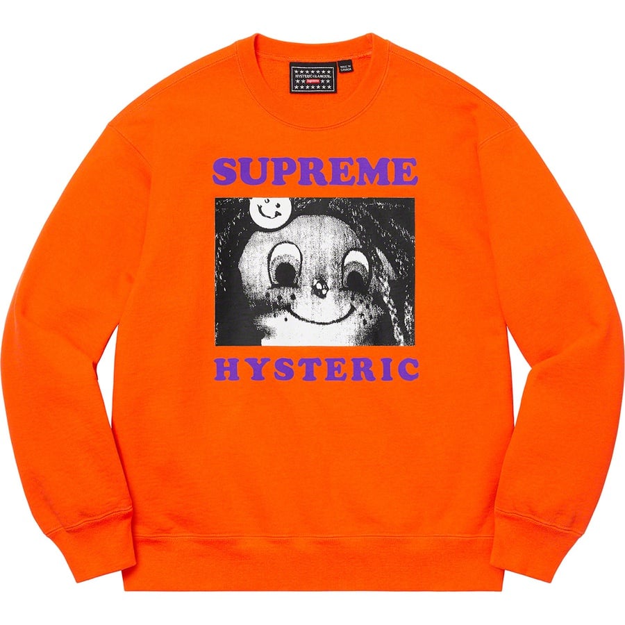 Details on Supreme HYSTERIC GLAMOUR Crewneck Orange from spring summer
                                                    2021 (Price is $158)
