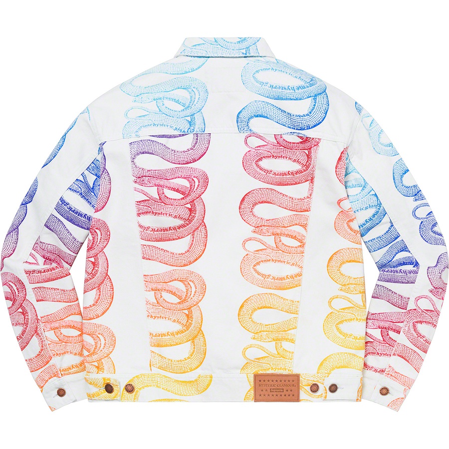 Details on Supreme HYSTERIC GLAMOUR Snake Denim Trucker Jacket White from spring summer
                                                    2021 (Price is $248)