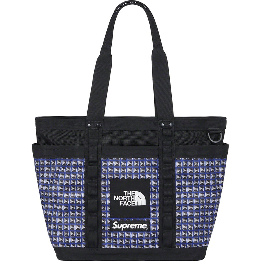 Details on Supreme The North Face Studded Explore Utility Tote Royal from spring summer
                                                    2021 (Price is $138)