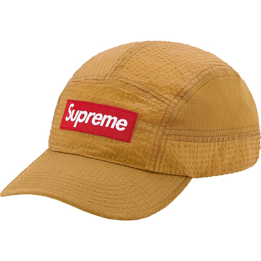 Details on Mesh Seersucker Camp Cap Tan from spring summer
                                                    2021 (Price is $48)