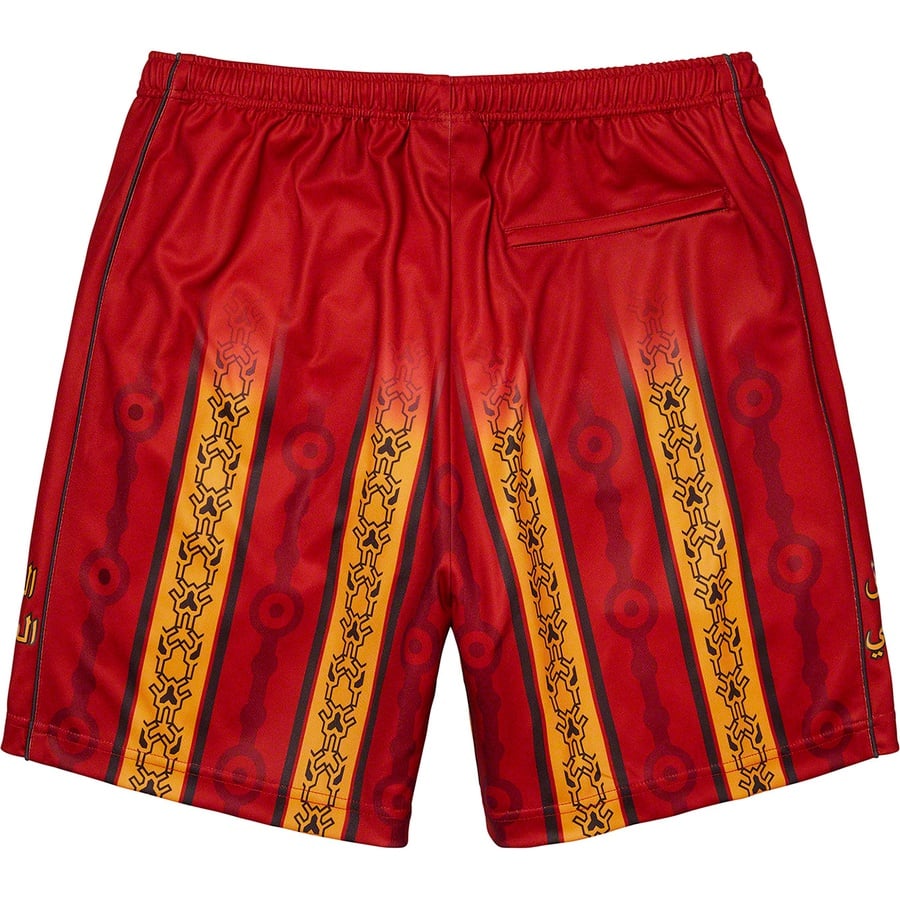 Details on Arabic Logo Soccer Short Red from spring summer
                                                    2021 (Price is $98)