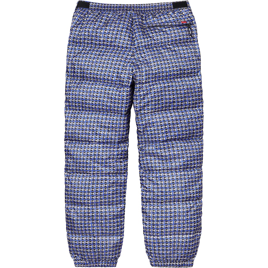 Details on Supreme The North Face Studded Nuptse Pant Royal from spring summer
                                                    2021 (Price is $228)