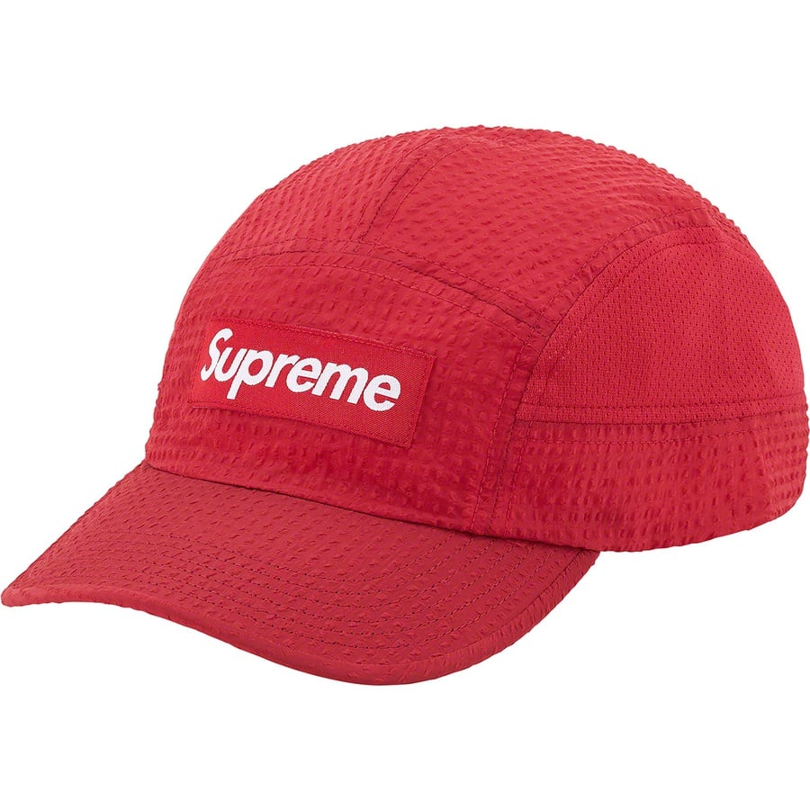 Details on Mesh Seersucker Camp Cap Red from spring summer
                                                    2021 (Price is $48)