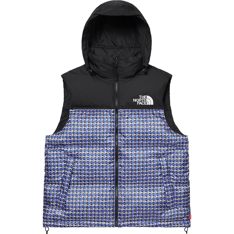 Details on Supreme The North Face Studded Nuptse Vest Royal from spring summer
                                                    2021 (Price is $248)