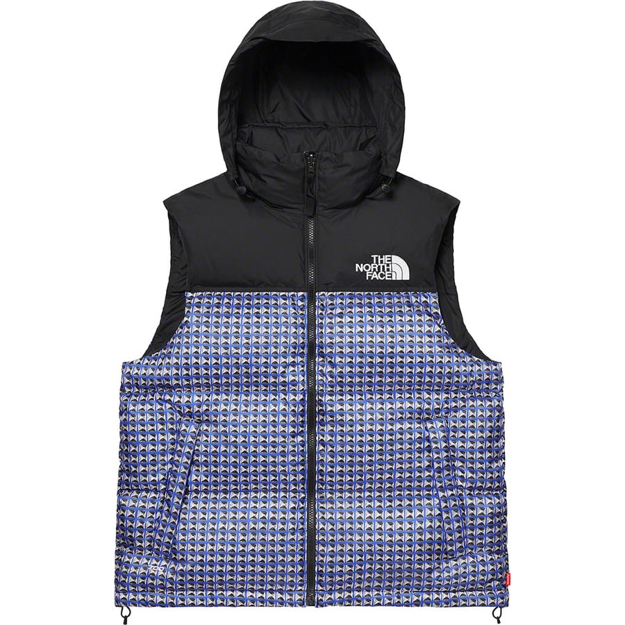 Details on Supreme The North Face Studded Nuptse Vest Royal from spring summer
                                                    2021 (Price is $248)