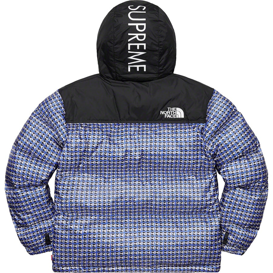 Details on Supreme The North Face Studded Nuptse Jacket Royal from spring summer
                                                    2021 (Price is $398)