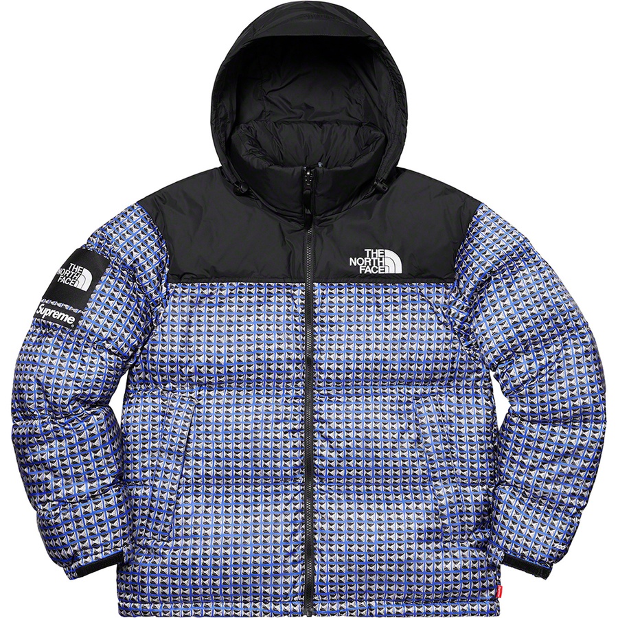 Details on Supreme The North Face Studded Nuptse Jacket Royal from spring summer
                                                    2021 (Price is $398)