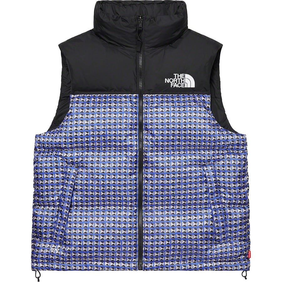 Details on Supreme The North Face Studded Nuptse Vest Royal from spring summer
                                                    2021 (Price is $248)